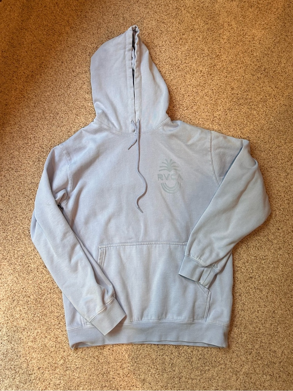 RVCA Pale Blue Pullover Hoodie with Subtle Logo